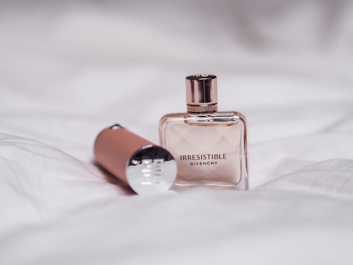Perfume bottles arranged in a minimal still-life composition